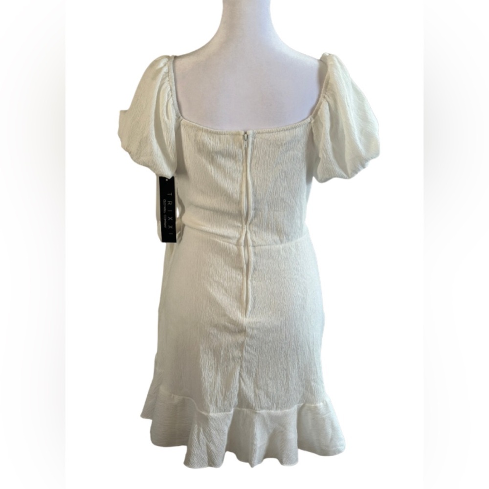 Trixxi White Puff Sleeve Wrap Dress - Picture 3 of 5